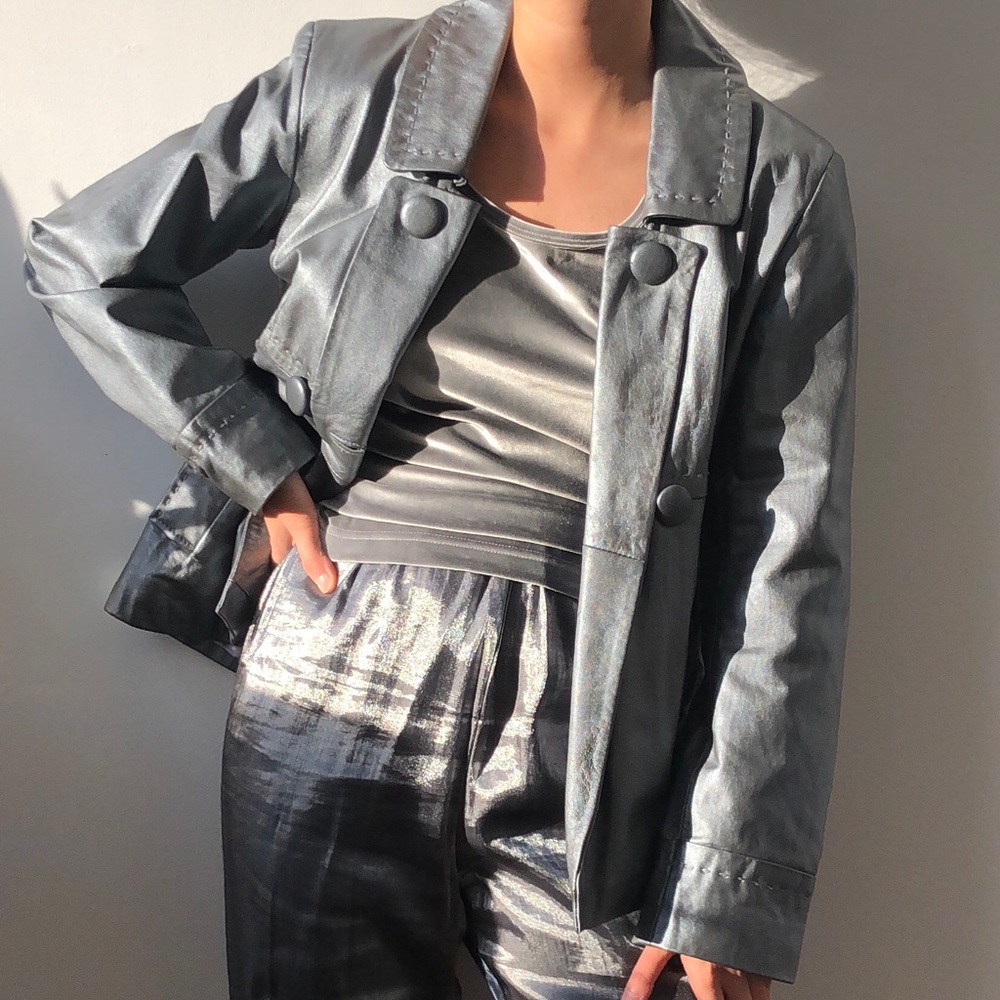 VINTAGE METALLIC LEATHER JACKET